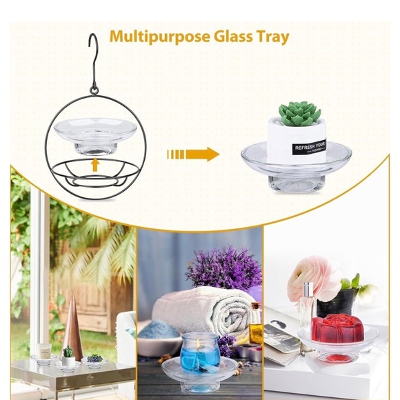 Bolite Bird Feeder - 2 Glass Trays and 2 Metal Hangers - Multipurpose - Picture 7 of 8